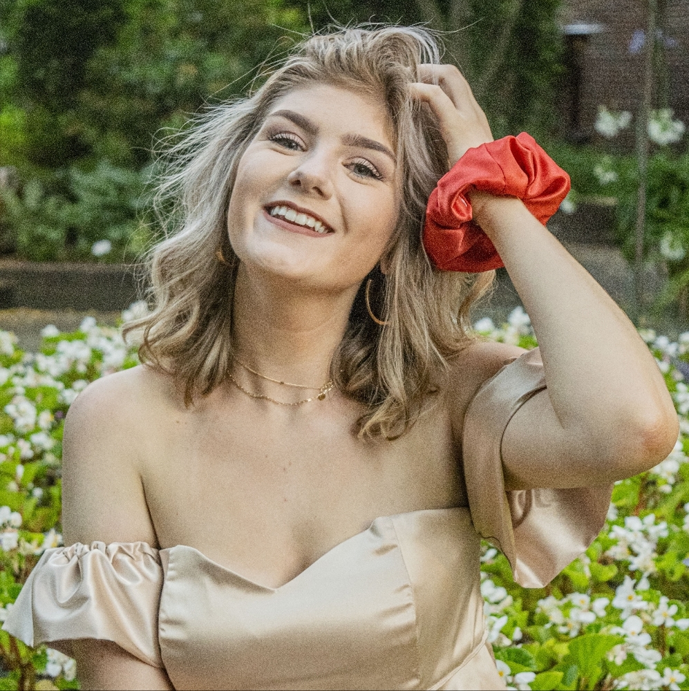 Coral Satin Hair Scrunchie [LARGE]